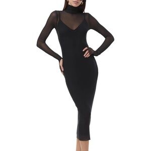 AFRM Black Long Sleeve Dress with Sheer Details